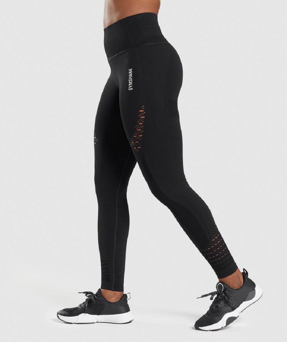 Legginsy Damskie Gymshark Energy Seamless Czarne | PL 2313FDN